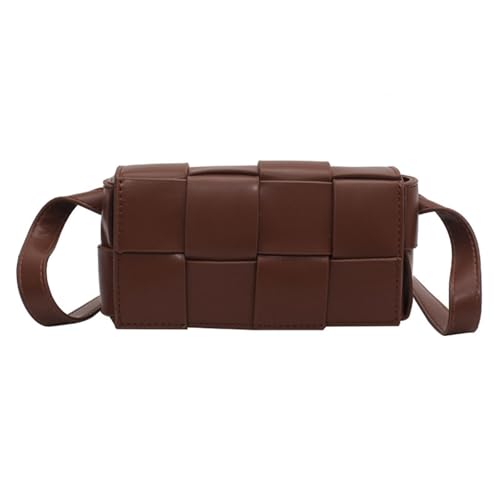 Image of Mini Woven Crossbody Bag for Women, Square Shoulder Handbag Leather Clutch Purse Cute Fanny Packs with Adjustable Belt