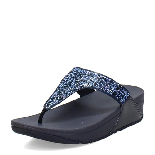FitFlop, Women's, Lulu Crystal-Mix Toe-Post Sandals, Midnight Navy, 6, Medium