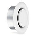calimaero® TVSA 4 Inch AC Vent Cover Round Adjustable Steel Air Vent Deflector Inline Bathroom Air Duct Vent Cover Grille Exhaust White RAL 9016 HVAC