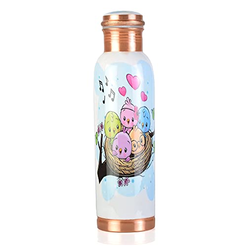 Prura Pure Printed Copper Water Bottle - Leak Proof Ayurvedic Drinkware Copper Vessel For Sports, Gym, Outdoors, Yoga, Health Benefits (30 Oz) #TOP3