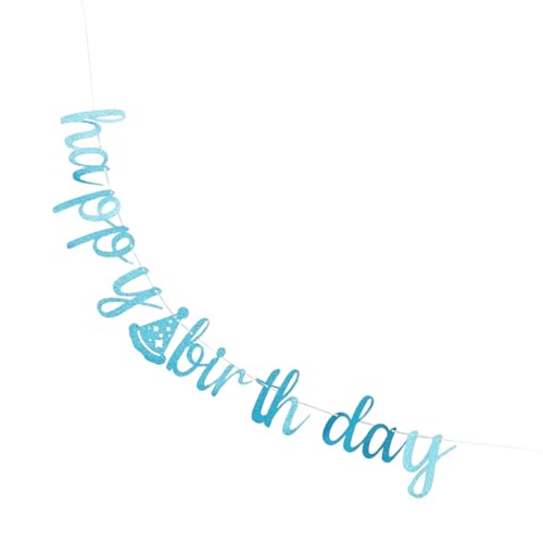 Gogogmee Guirnalda Preensartada de Feliz Primer Cumpleaños para Niña Pancarta Decorativa Azul Claro Banderín Colgante Brillante para Fiesta Infantil Decoración de Cumpleaños 1 Año