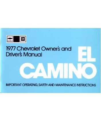1977 CHEVROLET EL CAMINO Owners Manual User Guide