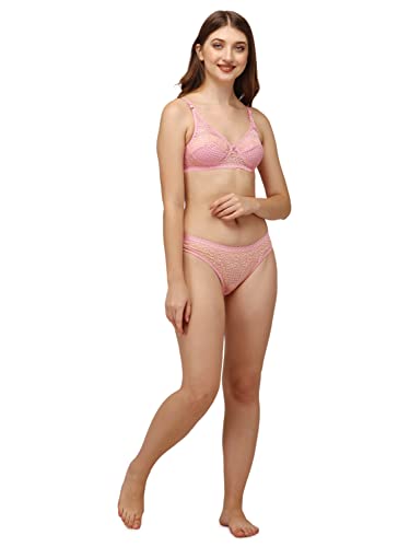 Image of Womens Cotton Solid Regular Bra & Underwear Lingerie Set
