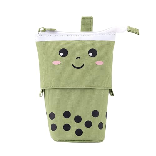 Astuccio creativo e carino con motivo tè al latte da tirare verso il e un portapenne rotondo allungabile con simpatico cartone animato per conservare Hkr249 17 x 13 x 6 cm basso verde