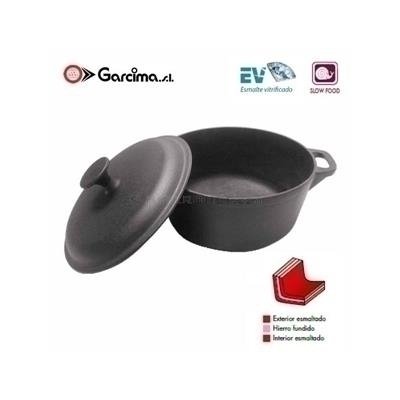 Guison esmaltado Hierro Fundido Cacerola con Tapa, Negro, 5,5u00a0L