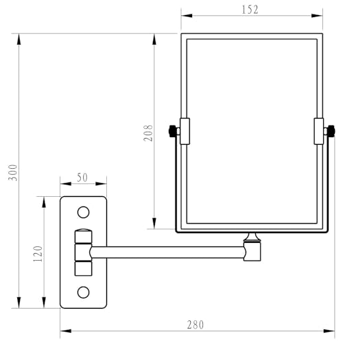 Artis Wall Mounted Bathroom Shaving Make Up Mirror with 1X/3X Magnification, Dual Sided Vanity Mirror Rectangle Chrome - Image 2