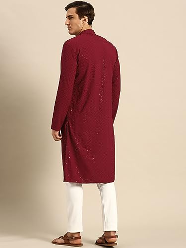 Image of Rajubhai Hargovindas Men Chikankari and Sequin Work Kurta