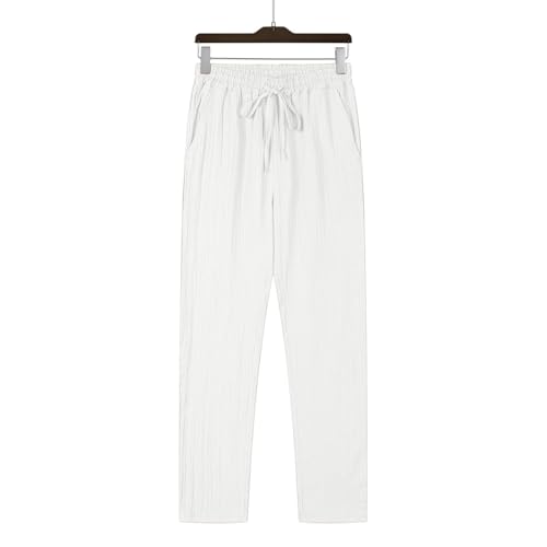 Drawstring Pants for Men Elastic Waist Long Solid Color Pants Fashion Breathable Comfort Loose Trousers Basic4