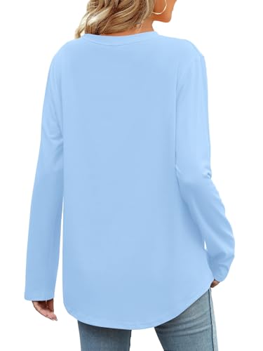 Image of Elesomo Womens Shirts Casual Crew Neck Short /Long Sleeve Tunic Tops Tees