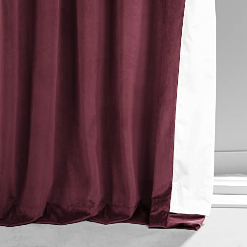 Image of HPD Half Price Drapes Signature Plush Velvet Blackout Curtains for Bedroom (1 Panel), 50W X 84L Hotel Black Out Curtains for Living Room, Thermal Insulated Curtains for Window, Pomegranate Juice