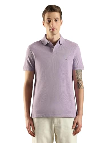 Image of Tommy Hilfiger Solid Regular fit Cotton Polo t-Shirt
