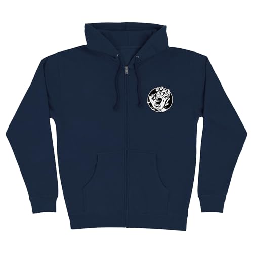SANTA CRUZ Men's Midweight Zip Up Hooded Sweatshirt Hand Dot Skate Zip Up Sweatshirt