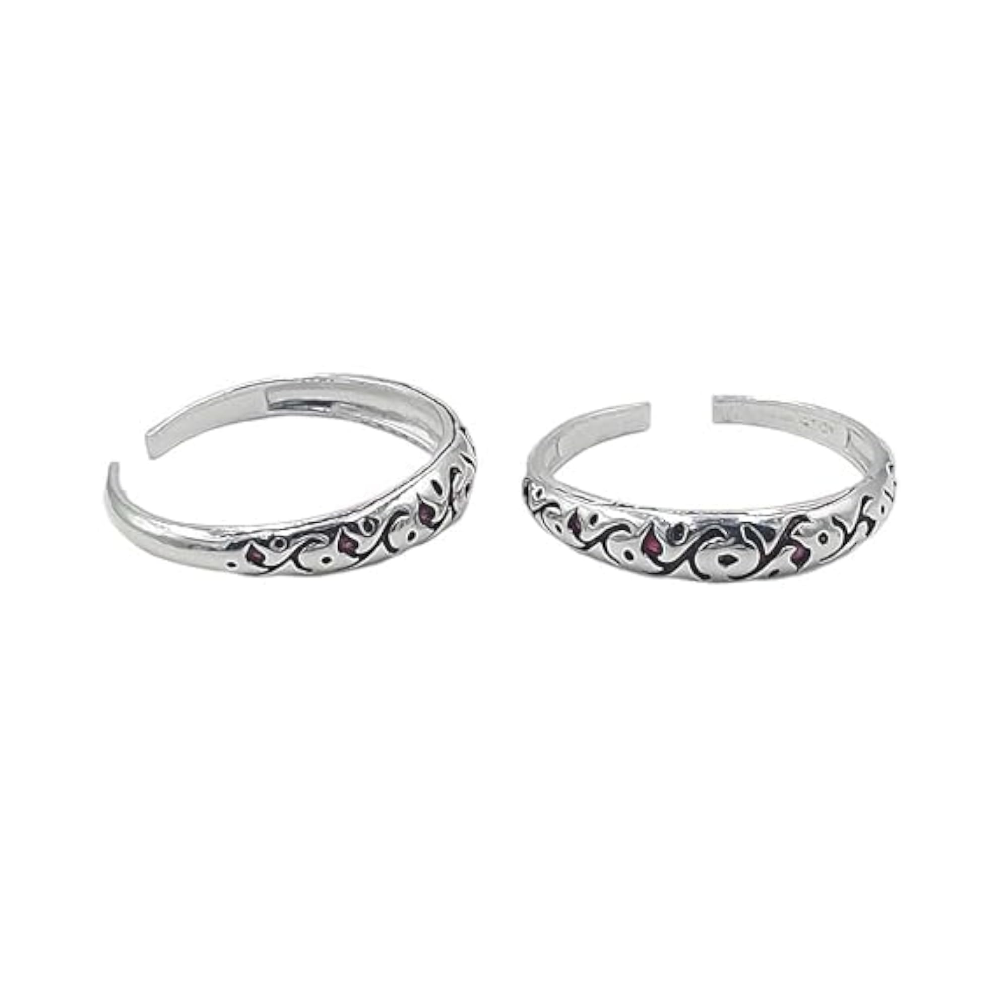 Silver Cut Work Designer Band Toe Rings Set of 2