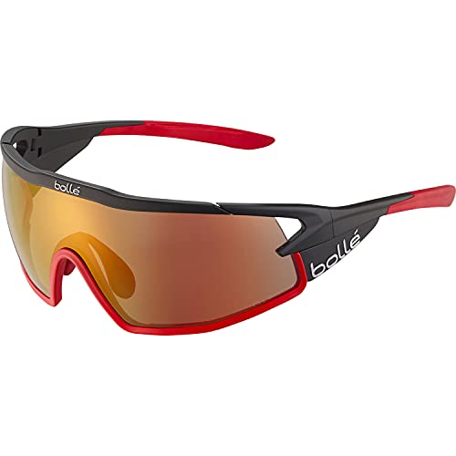 bollé 12628 B-Rock Pro Rectangular Sunglasses, Matte Black - Phantom Brown Red