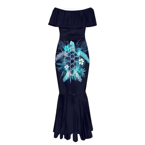 Image of Polynesian for Women S-7XL Off Shoulder Maxi Dress Hawaiian Summer Dresses