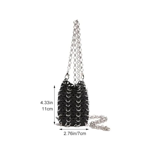 Mini sac rouge à lèvres tissé main avec sangle chaîne chic