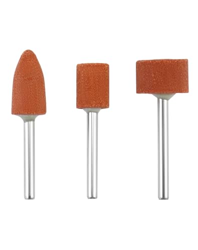 QWORK® 42 Stück Korund Schleifspitze Set, Schleifscheibenkopf, 1/8 Zoll Schaftgröße, zur Verwendung auf Edelsteinen, Glas, Metall und Holz