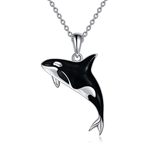 CRMAD Orca Killer Whale Necklace for Women Sterling Silver Orca Whale Gifts