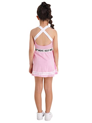 Yeahdor Kids Girls 2 Pieces Tennis Golf Dress Set With Shorts Racerback Tank Tops And Tennis Skirt Skorts Tracksuit Set Sleeveless Pink 12 #TOP2