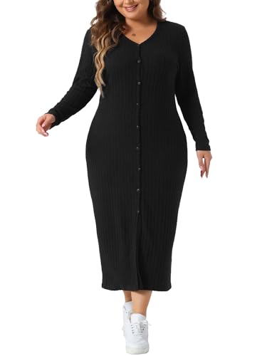 Agnes Orinda Plus Size Dress for Women V Neck Long...