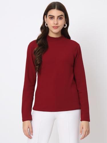 Image of Istyle Can Solid HIgh Neck Full Sleeve Stretchable Slim Fit Top for Women | Tops for Women | high Neck top for Women | Winter Tops for Women