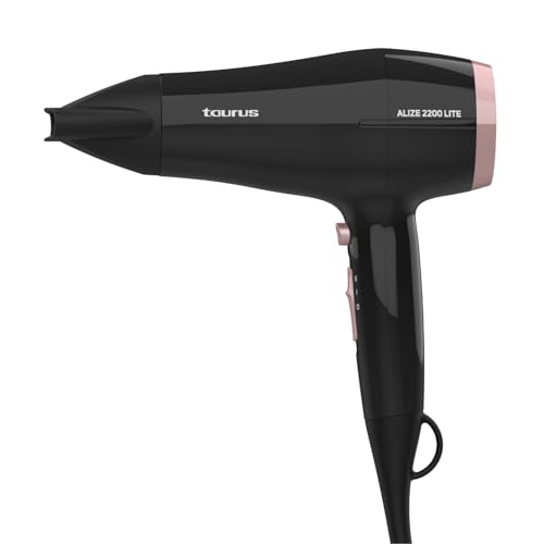 Taurus – Secador Alize 2200 Lite | 2200W | 2 ajustes de velocidad y temperatura | Golpe de aire frío | Compacto | Ultraligero | Portátil | Incluye concentrador | Negro