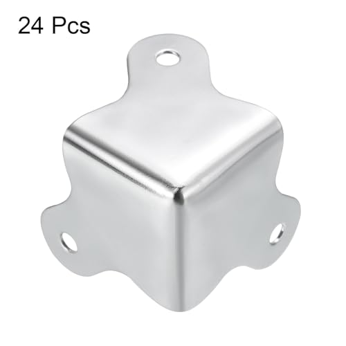 Image of uxcell 30x23mm Metal Box Corner Protectors Box Edge Guard Chrome Plating Silver Tone 24pcs