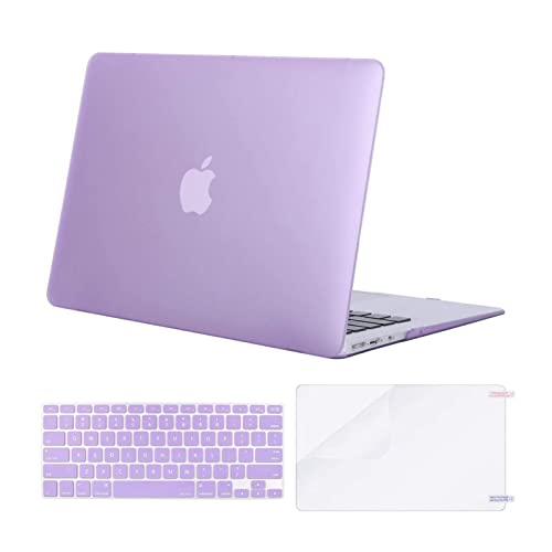 MOSISO Compatible with MacBook Air 13 inch Case (Models: A1369 & A1466, Older Version 2010-2017 Release), Protective Plastic Hard Shell Case & Keyboard Cover & Screen Protector, Light Purple