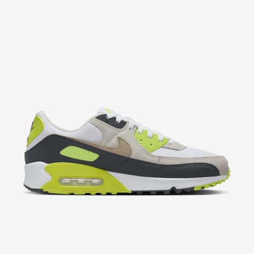 Nike Air Max 90 Men's Shoes (DM0029-107, White/Cyber/Dark Smoke Grey/Khaki) Size 133