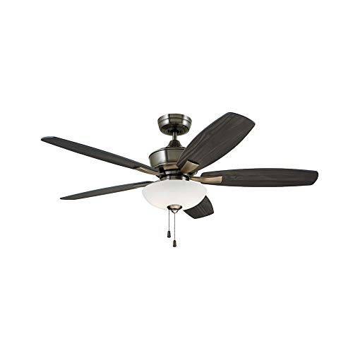 Luminance kathy ireland HOME Lindell 52-inch Transitional Ceiling Fan with Reversible Blades, 5-Blade Ceiling Fan with LED Lighting, Antique Pewter (CF825AP)