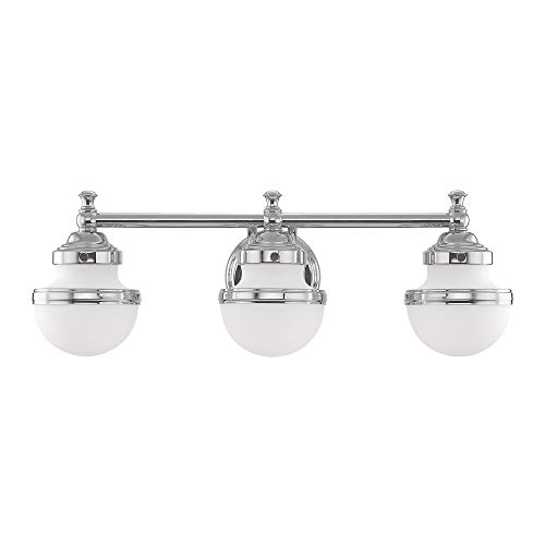 Image of Livex Lighting 5713-05 Oldwick 3 Polished Chrome Bath Light, 24 x 7.25 x 8.25 | Dimensions: 24 x 7.25 x 8.25