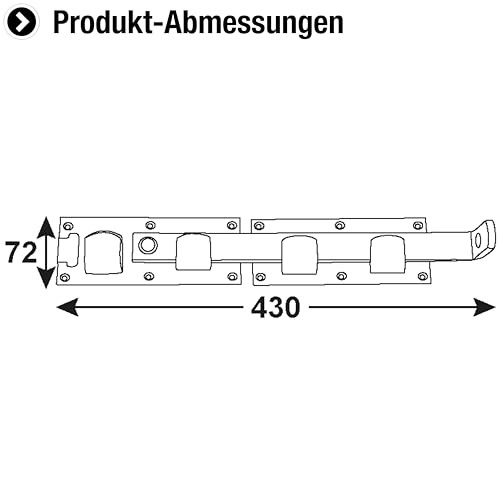 Connex Gartendoppeltor-Überwurf - 430 x 72 mm - verzinkt / Überwurf / Schlagladen-Überwurf / Torbeschlag / Torladenriegel / Doppel-Überwurfriegel / DYB2900021