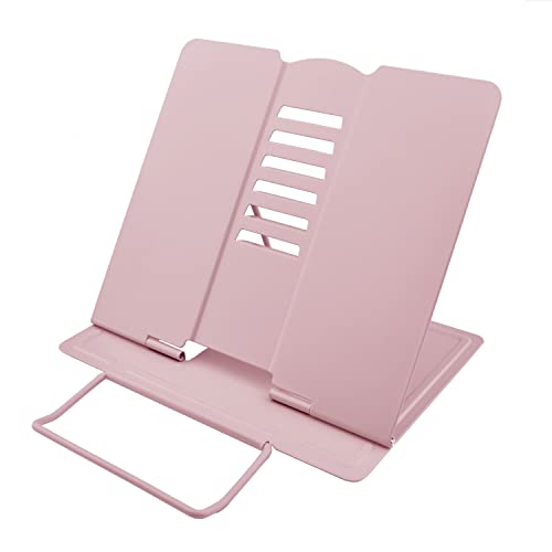 MEAOR Support de livre pliable en métal antidérapant réglable pour livre de cuisine Rose Cover