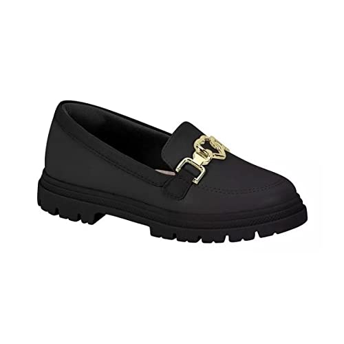 Sapato Mocassim Loafer Infantil Menina Molekinha Com Fivela Preto 32