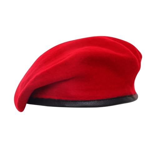 Gvhntk Berets for Army Style Military Berets for Men Women Wool Leather Beret Hats Fashionable Vintage Beret