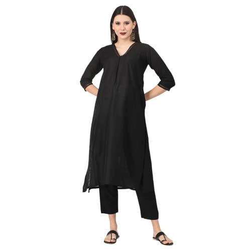 Image of The Mom Store Maternity Nursing and Feeding Kurta Set | Nursing Zippers | Pre and Post Pregnancy | Raw Silk | Kurta Pant Set | Solid |