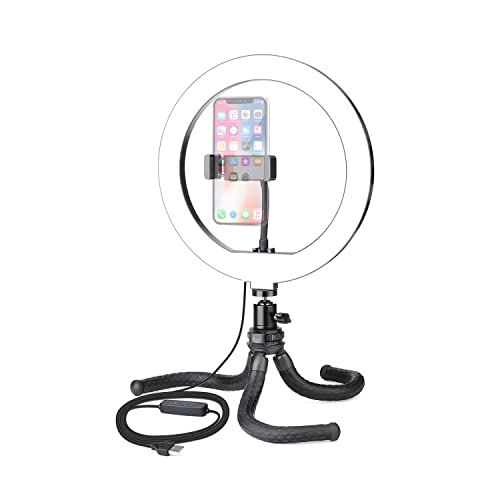 Zeadio Ring Light Kits,10" (26Cm) Outer 18W 2800-5700K Dimmable Led Ring Light, Flexible Camera Tripod, Ball Head Mount For Camera, Smartphone, Live Stream, Youtube, Tiktok Etc #TOP20