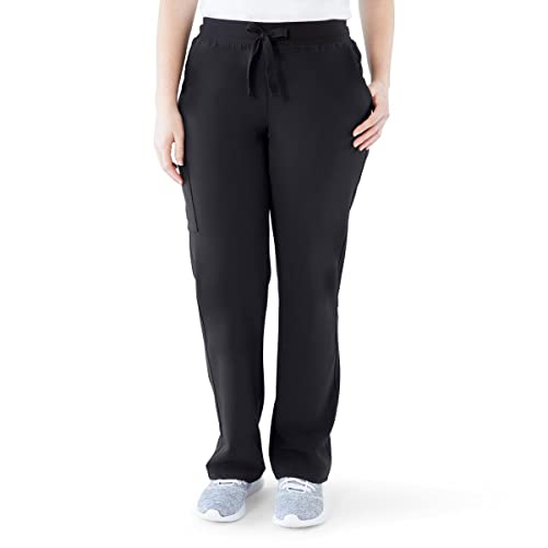 Image of ave. Women's Varick Six Pocket Midrise Straight Leg Scrub Pant in Black, 3XL