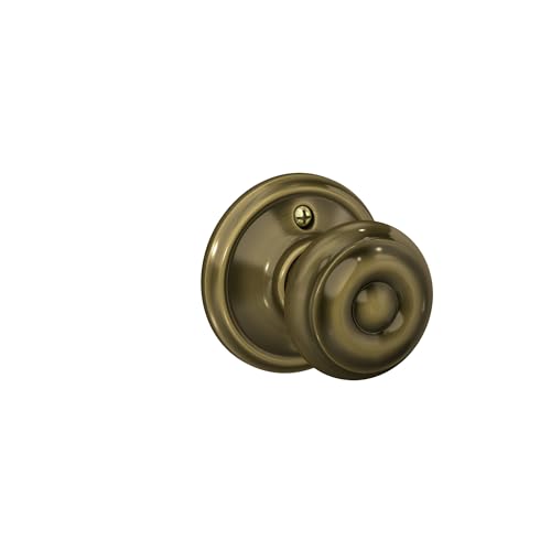 Image of Schlage F170 GEO 609 Georgian Door Knob, One Sided Non-Turning Dummy Door Handle, Antique Brass