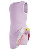 JACK SMITH Youth Girls Sleeveless Tennis Golf Dress with Inner Shorts＆Pocket for Workout Exercise(L, Light Purple)