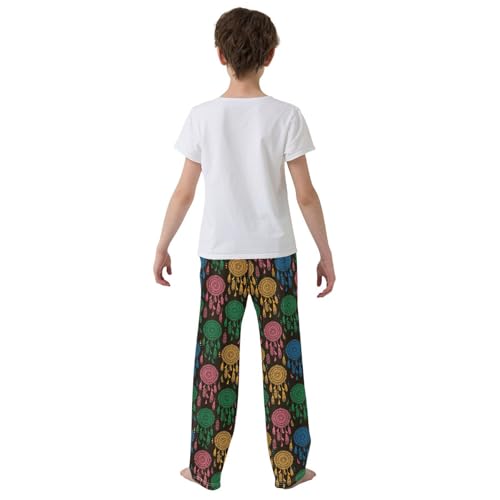 ZZXXB Colorful Dream Catchers Boys Long Pants Soft Trousers Elastic Waist Kids Lounge Bottoms with Pockets S-XL3