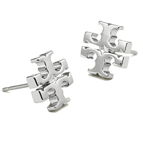 Tory Burch Women's Small Logo Stud Earrings (Tory Silver)2