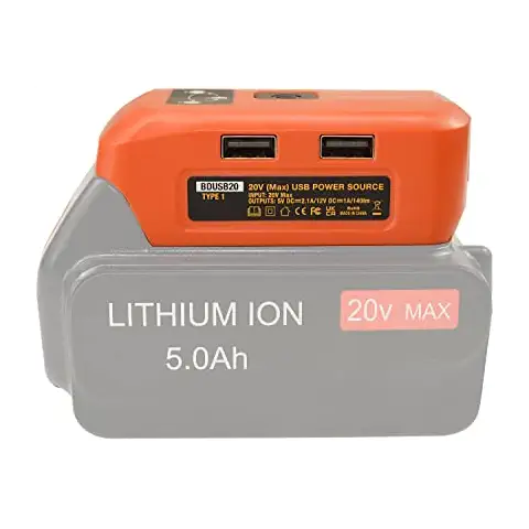 POWRE Source Adapter Converter for 18V Black+Decker Lithium ion BL1514-XJ BL1518-XJ BL2018-XJ BL4018-XJ BL2518-XJ BL2018 BL3018 BL4018 Battery,Dual USB Phone Charger,DC Port Cordless Flashlight Cover