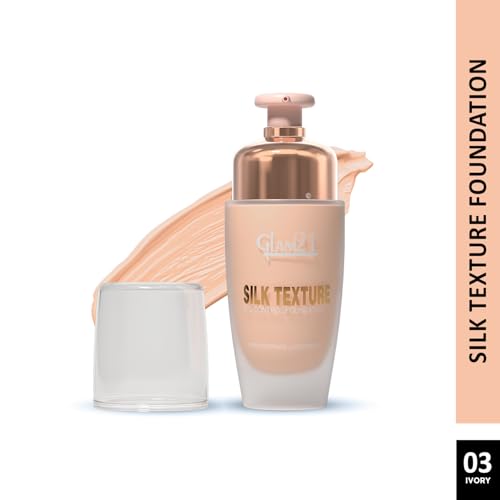 Image of Glam21 Silk Foundation-Lightweight Hydrating Oil-free Formula for Long-lasting Makeup | Balance Skin pH Level | SPF35 UV Protection | Suitable for All Skin Type| 50gm,Ivory