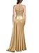Miusol Women's Sexy Halter Sequin Lace Satin High Split Ruched Style Evening Party Maxi Dress (Small, Golden)