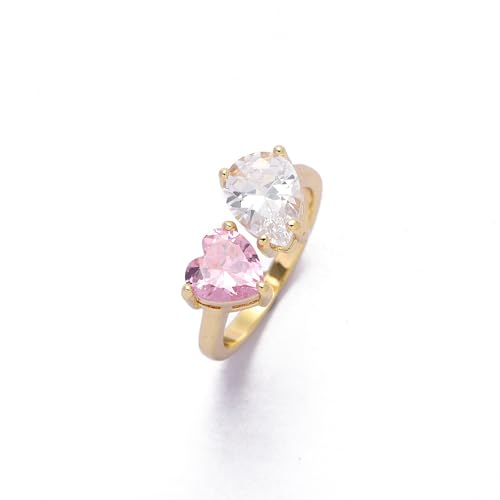 Image of SALTY Anti Tarnish Double Crystal Finger Ring for Women | Adjustable Fancy Jewellery Design | Fashion Accessories for Girls | Minimal Jewelry | Ideal for Gifting | Marriage, Birthday | Gift for Valentine Day