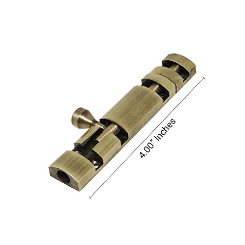 Image of Volo Premium 4 inch Xylo Tower Bolt /Door Latch /kundi /chitakni /Chitkini (Stainless Steel Rod) (Antique Brass Finish) (Size 100mm) (4 inch-100mm, 2)