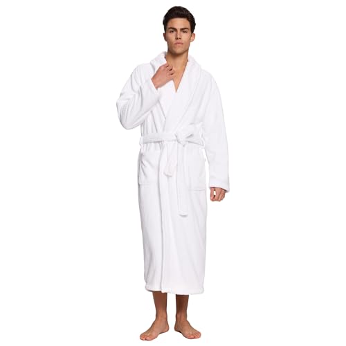 Image of PJGGZ Men's Shawl Collar Bathrobe, Soft Long Towel Robe for Men - Super Absorbent Quick Dry yet Warm