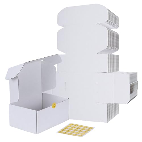 Image of RLAVBL 9x6x4 Shipping Boxes Set of 25, White Corrugated Cardboard Box for Packing, Mailing, Business