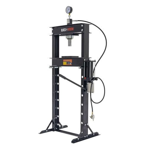 20 Ton Shop Press, Pneumatic or Hand Pump, Black Widow